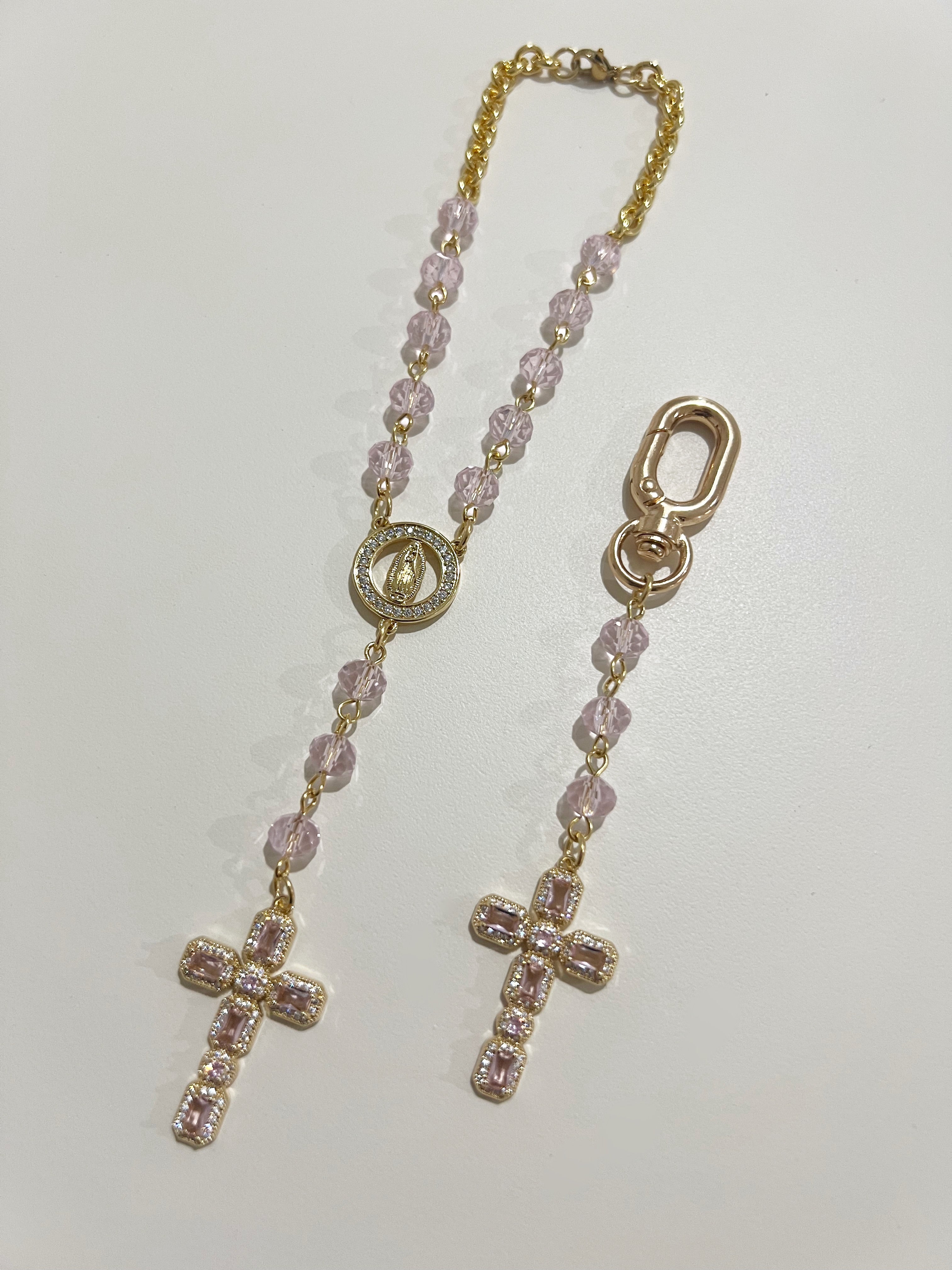 Marian Car Rosary + Keychain set