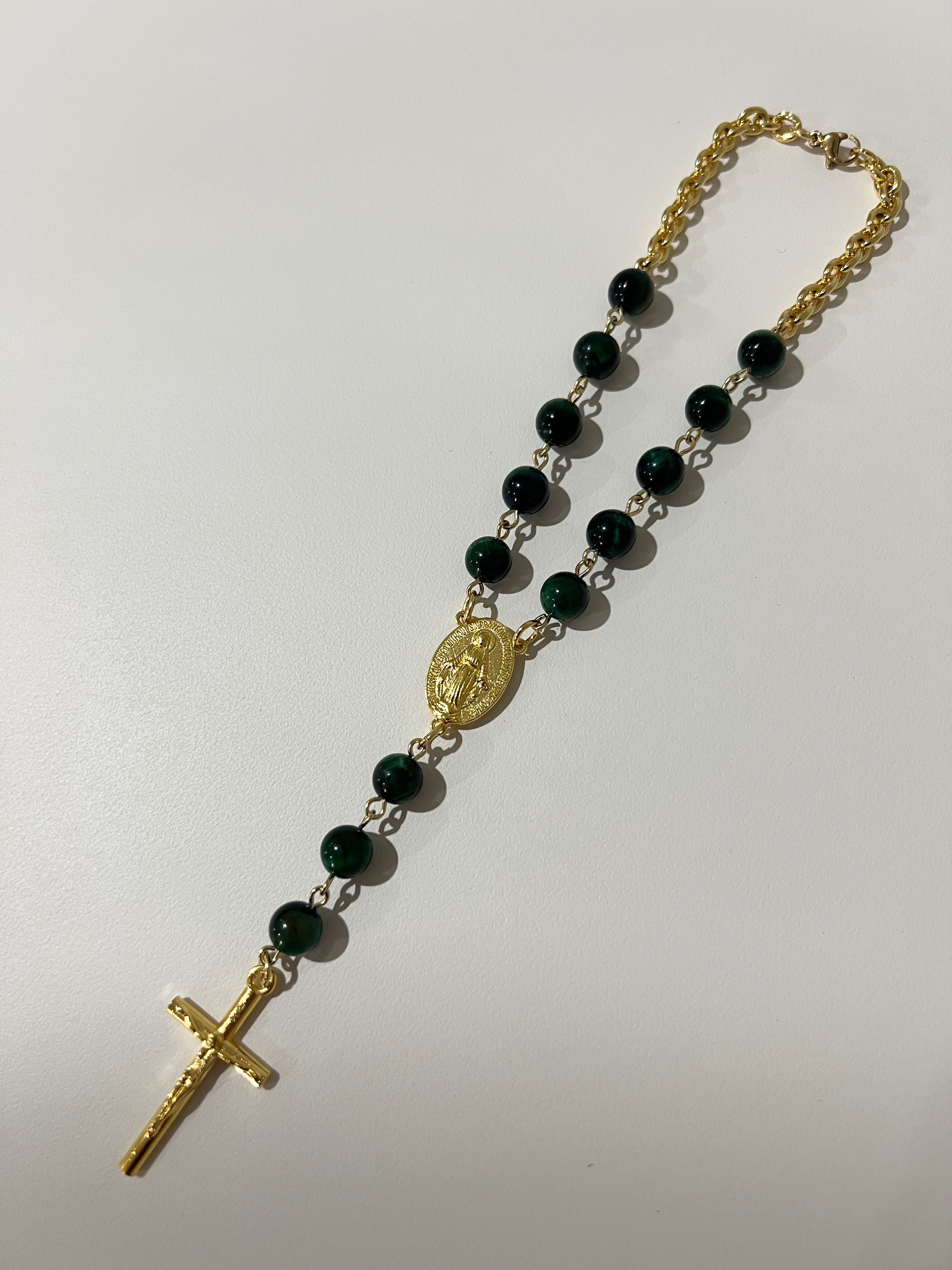 Emerald Guardian Car Rosary