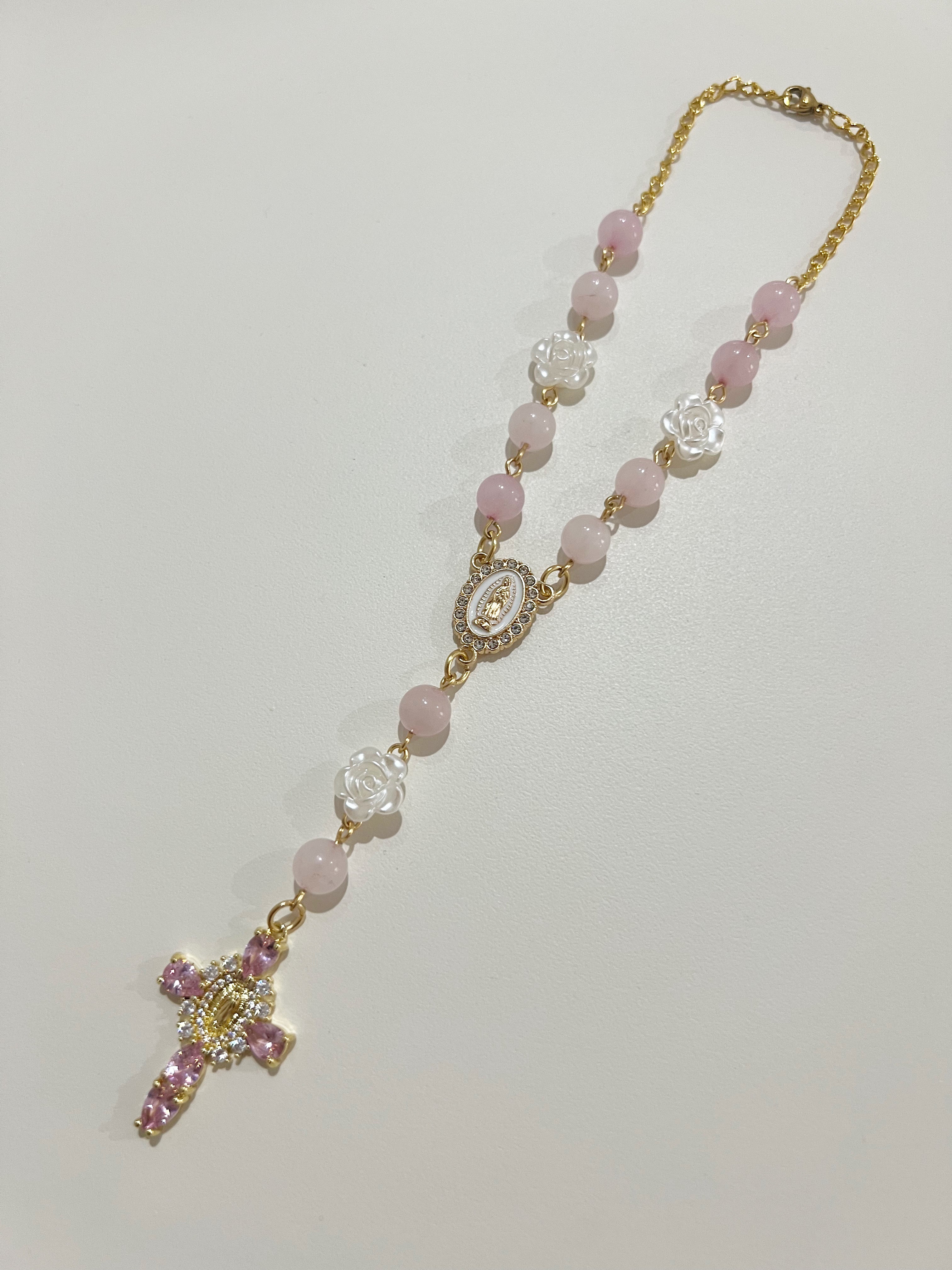 004 Mary's Garden Car Rosary – Hearts Aflame